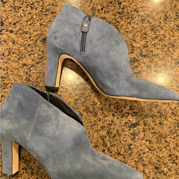 Cole Haan Chic Blue Suede Heeled Boots - Picture 5 of 8